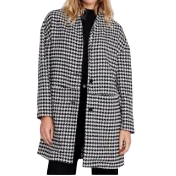 Old Navy Black & Whitee Houndstooth Coat New Size XL